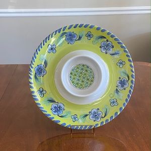 Cynthia Rowley Melamine Chip & Dip/Vegetable Platter Blue/Green/White 15…